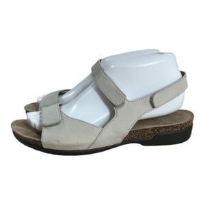 Dansko Ronda Women Leather Cork Sandals Size 38 (7.5) Ivory Milled Nubuck Beige